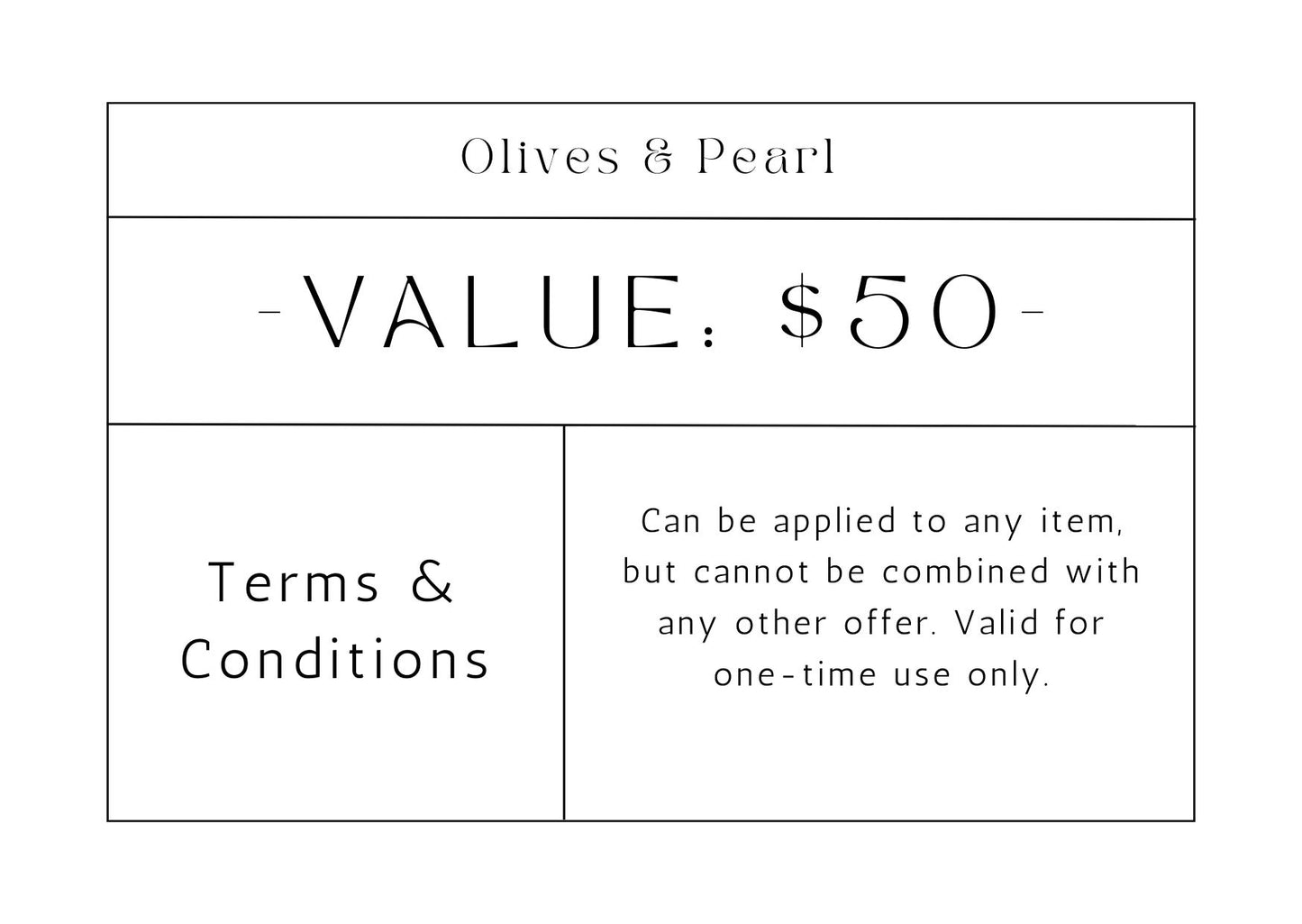 Olives & Pearl Montreal Gift Card